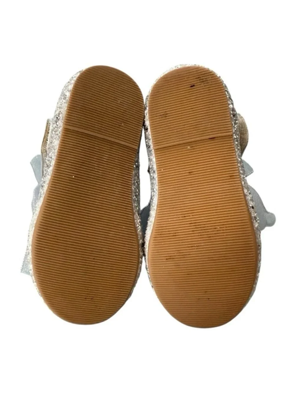 Kiderence Toddler Little Girl Glitter Ballet Flat~Sz 6M~Silver Bow Sparkle P7 15